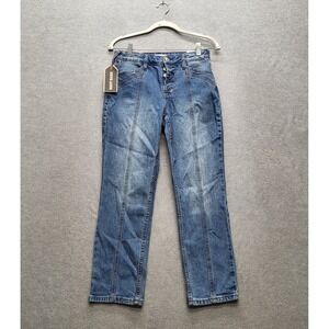 Cleo + Wolf Women Jeans 25W X‎ 27L Blue Denim High Rise Straight Button 25" NWT